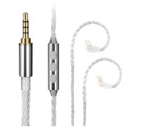 BEAZOOM Cable USB para auriculares chapado en plata con micrófono, conector MMCX de 2 pines de 0,78 mm, 8 hebras OFC Core SE215 SE535 IE Series, 1,2 m blanco (QDC-3,5 mm)
