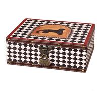 BEAZOOM Caja de almacenamiento de madera retro con cerradura de aleación, organizador de cuero de estilo chino para documentos de valor, elegante organización de armario para el hogar (B 27 x 22 x 9.5