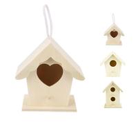 BEAZOOM Caja nido de madera para pájaros, casa de pájaros silvestres con corazón o aleros de encaje, opciones de una y doble capa, decoración de casa de pájaros al aire libre