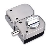 BEAZOOM Cristal de acero inoxidable para cerradura de puerta, no requiere taladrar, para puertas correderas o batientes sin marco de 8 a 12 mm de grosor, color plateado