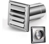 BEAZOOM Cubierta de ventilación de rejilla de acero inoxidable, resistente al viento, resistente a la lluvia, resistente a las plagas, secador de conductos de pared, escape al aire libre, plateado