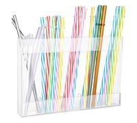 BEAZOOM Dispensador de pajitas de acrílico transparente con pegatinas de doble cara para almacenamiento organizado de cocina, 24 cm de longitud