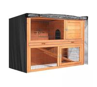 BEAZOOM Funda impermeable doble para conejera con 15 rejillas de ventilación y ventana enrollable, para protección de animales pequeños, para conejeras de 48 x 20 x 41 pulgadas, color negro