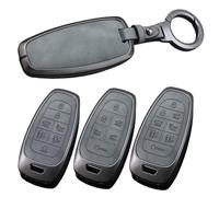 BEAZOOM Funda para llave de coche de aleación de zinc gris y piel para Tucson 2021 para Solaris para Santa Fe Nexo NX4 DN8 funda para llave de 8 botones