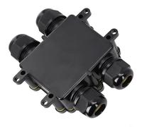 BEAZOOM IP68 4-Way Junction Box H-Shape Cable Connector Sleeve, 230V PVC Housing for 7-14mm Wire, Black Outdoor Electrical Distribution