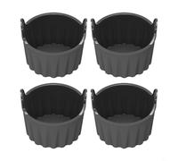 BEAZOOM Juego de 4 moldes de silicona para freidora de aire, moldes reutilizables antiadherentes con asas para huevos, magdalenas, magdalenas, pudines (gris)