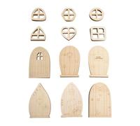 BEAZOOM Juego de 48 puertas de hadas de madera sin acabar, pino natural para mini espacio en blanco para puerta, kit de manualidades, decoración de jardín, álbumes de recortes y proyectos