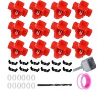 BEAZOOM Kit de tetinas de riego de pollo sin fugas, 12 piezas, bebedero horizontal para aves de corral con juntas y cinta para exteriores, color rojo