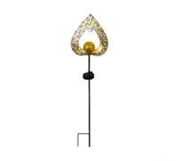 BEAZOOM Luz solar de jardín en forma de amor, lámpara de estaca de metal dorado con patrones huecos, decoración impermeable al aire libre para patio (artesanía de hierro)