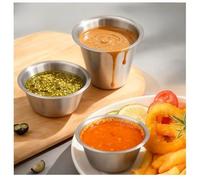 BEAZOOM Moderno plato de salsa de acero inoxidable, cuenco redondo para condimentos y barbacoa coreana, servidor de condimentos plateados, 10 x 57 x 55 cm