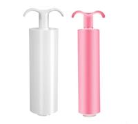 BEAZOOM Paquete de 2 bombas de aire manuales para bolsas de compresión al vacío, operación manual, color blanco y rosa, ahorro de espacio, organización del hogar