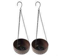 BEAZOOM Paquete de 2 macetas colgantes con agujeros de drenaje, elegantes cestas de resina para decoración de interiores y exteriores, cadenas extraíbles, negro, verde, blanco (S gris)