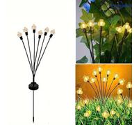 BEAZOOM Paquete de 4 faroles LED solares para el suelo, luces de estaca de 27.56 pulgadas de alto con LED blanco cálido, decoración al aire libre, camino de jardín