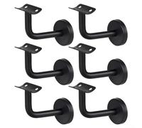 BEAZOOM Paquete de 6 soportes de pasamanos de acero inoxidable 304, agujeros preperforados, acabado negro para escaleras interiores y exteriores