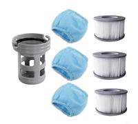 BEAZOOM Paquete de 7 filtros de spa de repuesto para piscinas inflables Miweba, incluye soporte de soporte y bolsas de malla, filtración de PVC reutilizable para agua limpia