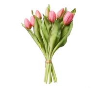 BEAZOOM Paquete de tulipanes artificiales con 7 flores de poliuretano de tacto real, ramo falso para centro de mesa de boda, decoración del hogar y la oficina (morado claro)