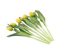 BEAZOOM Paquete de tulipanes artificiales con 7 flores de poliuretano de tacto real, ramo falso para centro de mesa de boda, decoración del hogar y la oficina (amarillo)