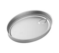 BEAZOOM Plato ovalado de acero inoxidable con ranura de drenaje, plato de frutas minimalista para el hogar, cocina, comedor, fácil de limpiar, plateado, 20 x 15,5 cm