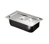 BEAZOOM Recipiente GN de acero inoxidable con tapa, recipiente rectangular apilable para almacenamiento de alimentos para preparación y servicio de cocina, apto para lavavajillas (6,5 cm)