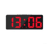 BEAZOOM Reloj de espejo grande con lectura de fecha y temperatura (rojo)