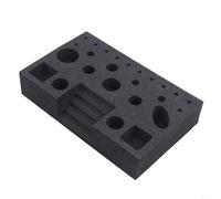 BEAZOOM Soporte de tornillo de banco para atar moscas, organizador de espuma EVA, tijeras, carretes de pegamento, estuche de almacenamiento portátil de accesorios de pesca, negro