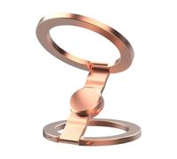 BEAZOOM Soporte magnético 2 en 1 para teléfono y anillo antiestrés, soporte de aluminio CNC giratorio de 360° con imanes dobles fuertes para escritorio, gimnasio, cocina y uso manos libres (oro rosa)