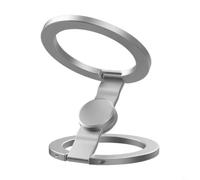 BEAZOOM Soporte magnético 2 en 1 para teléfono y anillo antiestrés, soporte de aluminio CNC giratorio de 360° con imanes dobles fuertes para escritorio, gimnasio, cocina y uso manos libres (plata)
