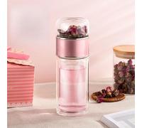 BEAZOOM Taza de té de vidrio de doble capa con infusor integrado, aislada térmicamente para tetera de gran capacidad, suelta para elaboración de hojas, uso doméstico en la oficina (para rojo) (rojo