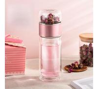 BEAZOOM Taza de té de vidrio de doble capa con infusor integrado, aislada térmicamente para tetera de gran capacidad, suelta para elaboración de hojas, uso doméstico en la oficina (para rojo) (rojo