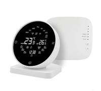 BEAZOOM Termostato inalámbrico con WiFi, controlador de calefacción programable para aplicación Tuya, funciona con voz, control preciso de temperatura, para fuente de alimentación dual, color blanco