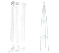 BEAZOOM Torre de soporte para plantas de obelisco de jardín de 130 cm, rejilla de metal resistente para rosas, tomates, plantas trepadoras (punta blanca)