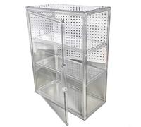 BEAZOOM Vitrina acrílica apilable de 2 niveles, caja transparente con puerta magnética y divisor ajustable para almacenamiento de coleccionables (2 divisores)
