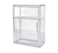 BEAZOOM Vitrina acrílica apilable de 2 niveles, caja transparente con puerta magnética y divisor ajustable para almacenamiento de coleccionables (1 divisor)