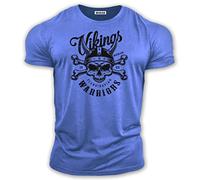 bebak Camiseta de gimnasio para hombre | Viking Warrior | Ropa de gimnasio para hombre | Camiseta de culturismo Arnold | Ideal para MMA Strongman Crossfit, Atlantic Blue, L