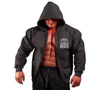 BEBAK Sudadera con capucha para hombre | Sudadera con capucha vikinga con cremallera para hombre, sudadera inspirada en Arnold Schwarzenegger, Negro, M