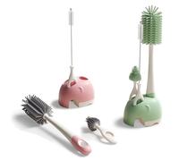Bebamour Cepillo para biberones de pie para la Limpieza 3 en 1, Cepillo Suave para biberones, Cepillo para Chupete y Limpiador de pajitas para cepillos de Botella (Verde)