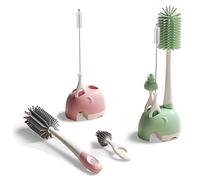 Bebamour Cepillos de Silicona para biberones para Limpieza de biberones Cepillo de Limpieza de chupetes con Soporte de Almacenamiento Cepillos