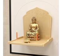 BEBANE Altar Mural para estatuas budistas, Mesa de oración de Madera Maciza, Santuario Budista doméstico, para ofrendas e Incienso(Wood Color,Small)