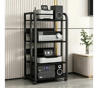 BEBANE Carrito Multimedia con Ruedas, estantes Ajustables para Audio y Video, Mueble Moderno para amplificadores y Equipos de Sonido, Adecuado para Sala de Estar(Black,E)