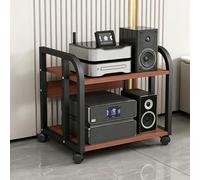 BEBANE Carrito Multimedia con Ruedas, estantes Ajustables para Audio y Video, Mueble Moderno para amplificadores y Equipos de Sonido, Adecuado para Sala de Estar(Brown,A)