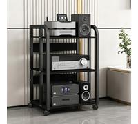 BEBANE Carrito Multimedia con Ruedas, estantes Ajustables para Audio y Video, Mueble Moderno para amplificadores y Equipos de Sonido, Adecuado para Sala de Estar(Black,C)