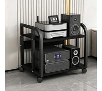 BEBANE Carrito Multimedia con Ruedas, estantes Ajustables para Audio y Video, Mueble Moderno para amplificadores y Equipos de Sonido, Adecuado para Sala de Estar(Black,A)