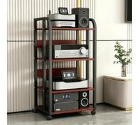 BEBANE Carrito Multimedia con Ruedas, estantes Ajustables para Audio y Video, Mueble Moderno para amplificadores y Equipos de Sonido, Adecuado para Sala de Estar(Brown,E)