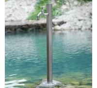 BEBANE Columna de agua de jardín vertical de acero inoxidable 304, con grifo y soporte independiente para manguera, apta para patio y terraza(B,86 * 13cm/33.8 * 5.1in)
