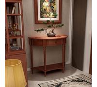 BEBANE Consola de Madera en Forma de Media Luna con cajón, Consola de Entrada Estrecha con Almacenamiento/Mesa Auxiliar de sofá Vintage semicircular(Cherry,100cm/39.4in)