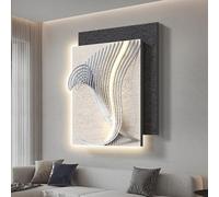 BEBANE Cuadro Decorativo 3D de Arenisca con Luces LED, Escultura Mural Moderna con Control Remoto, Arte de Pared Abstracto con Textura en Relieve, Ideal para salón(E,65 * 80cm/25.6 * 31.5in)