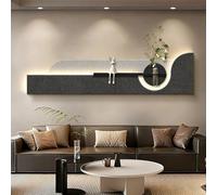 BEBANE Cuadro Decorativo de Pared 3D con Efecto Visual, Mural Decorativo con Textura de Arenisca, con jarrón y Plantas Artificiales, Apto para salón, Dormitorio(C,180 * 45cm/70.9 * 17.7in)