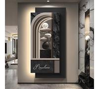 BEBANE Cuadro Decorativo de Pared en Arenisca 3D Moderno con luz LED, decoración Mural artística de Moda con conexión eléctrica, para Sala de Estar, Dormitorio(D,40 * 80cm/15.7 * 31.5in)