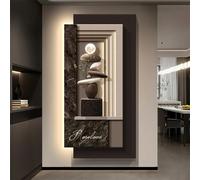 BEBANE Cuadro Decorativo de Pared en Arenisca 3D Moderno con luz LED, decoración Mural artística de Moda con conexión eléctrica, para Sala de Estar, Dormitorio(A,70 * 140cm/27.5 * 55.1in)