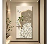BEBANE Cuadro Decorativo de Pared en Arte 3D de Arenisca con Relieve, con luz LED, alimentación por Enchufe, Cuadro Colgante 3D, con jarrones y Plantas Artificiales(C,70 * 140cm/27.5 * 55.1in)